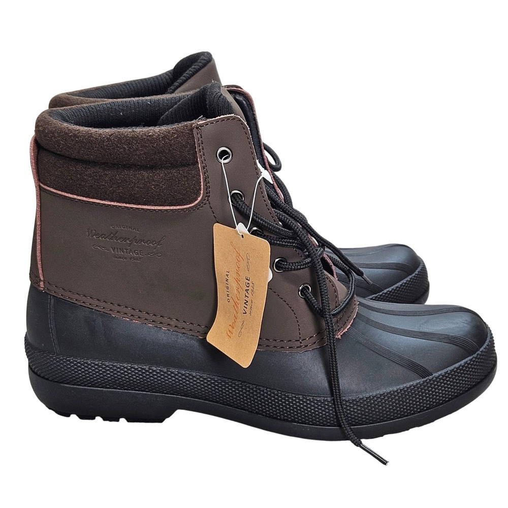 Weatherproof Vintage Luke‎ Mens Brown Black Thermolite Insulated Duck Boots 12M